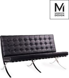  Modesto Design MODESTO Sofa BARCELON czarna - ekoskóra, chrom