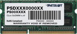 Pamięć do laptopa Patriot Signature, SODIMM, DDR3, 8 GB, 1600 MHz, CL11 (PSD38G16002S)