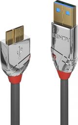 Kabel USB Lindy USB-A - micro-B 0.5 m Srebrny (36656)