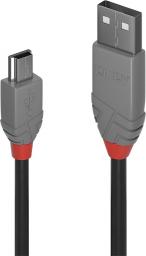 Kabel USB Lindy USB-A - miniUSB 2 m Szary (36723)
