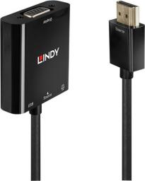 Adapter AV Lindy HDMI - D-Sub (VGA) + Jack 3.5mm czarny (38285)