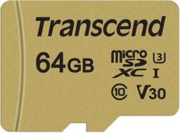 Karta Transcend 500S MicroSDXC 64 GB Class 10 UHS-I/U3 V30 (TS64GUSD500S)