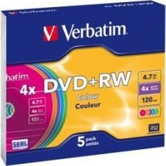  Verbatim DVD-RW 4.7 GB 4x 5 sztuk (43297)