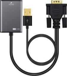 Adapter AV MicroConnect D-Sub (VGA) - HDMI + USB-A czarny (VGAHDMI)
