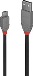 Kabel USB Lindy USB-A - microUSB 3 m Szary (36734)