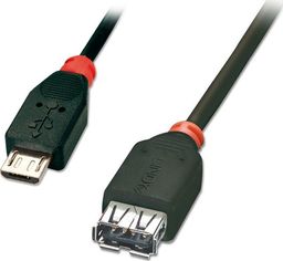 Kabel USB Lindy microUSB - USB-A 0.5 m Czarny (31935)