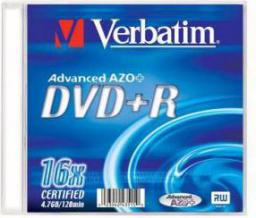  Verbatim DVD-R 4.7 GB 16x 1 sztuka (DVD+RSlim 4.7GB 16x srebrny 43515)