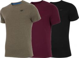 4f Koszulki męskie zestaw 3 szt. H4Z18-TSM001 khaki/burgundowa/czarna r. XL