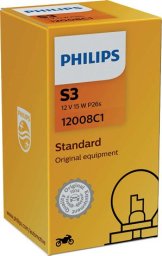 Philips ŻARÓWKA S3 12V/15W P26S MOTO. 1 SZ. KARTONIK