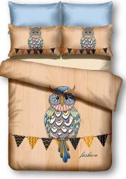  Decoking Pościel Owls Autumnstory pomarańczowa 200x200cm + 2 poduszki 80x80cm