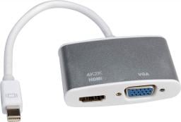 Adapter AV Roline DisplayPort Mini - HDMI - D-Sub (VGA) srebrny (JAB-2601584)