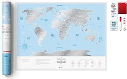 MAPA ZDRAPKA ŚWIAT TRAVEL MAP SILVER WORLD