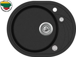 Zlewozmywak Aquasanita Dirbtinio granito virtuvinė plautuvė Aquasanita Clarus SR102, 601 Juoda metallic