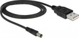Kabel USB Delock USB-A - DC 5.5 x 2.1 mm 1 m Czarny (82197)
