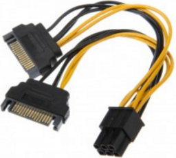 Akasa SATA 15-pin - PCIe 6-pin, 0.15m, Żółty (AKCBPW1315)