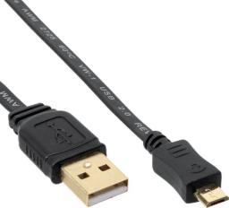 Kabel USB InLine USB-A - microUSB 0.3 m Czarny (31703F)