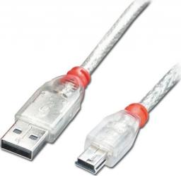 Kabel USB Lindy USB-A - miniUSB 1 m Przezroczysty (41782)
