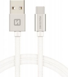 Kabel USB Swissten Universalus kabelis Swissten Textile USB-C 3.1, 1.2 m, sidabrinės spalvos