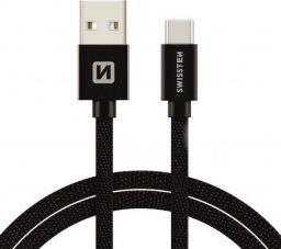 Kabel USB Swissten USB-A - USB-C 1.2 m Czarny (SW-QU-TYPC-3.1-1.2m-BK)