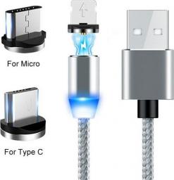 Kabel USB Prolink USB-A - microUSB + USB-C Szary (023344)