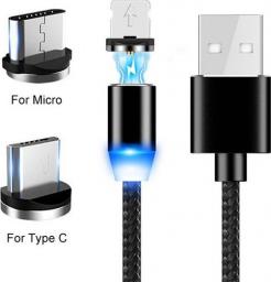 Kabel USB Prolink USB-A - USB-C + microUSB + Lightning Czarny (023343)