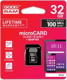 Karta GoodRam MicroSDHC 32 GB Class 10 UHS-I  (M1AA-0320R12                   )