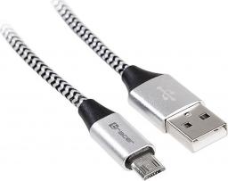 Kabel USB Tracer USB-A - microUSB 1 m Srebrny (TRAKBK46262)