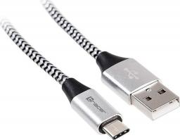 Kabel USB Tracer USB-A - USB-C 1 m Srebrny (TRAKBK46265)