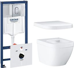 Zestaw podtynkowy Grohe WC komplektas Grohe EuroCeramic: potinkinis rėmas + klozetas + mygtukas + lėtai nusileidžiantis dangtis 39536000