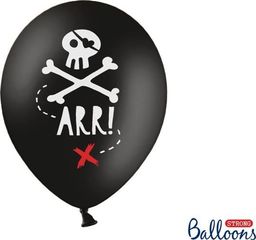  Party Deco Balony Strong, Piraci, czarne z białą czaszką, 30 cm, 6 szt. uniwersalny