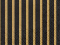  Party Deco Serwetki, paski, czarno-złote, 33x33 cm, 20 szt. uniwersalny
