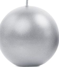 Party Deco Świeca kula, metaliczna, srebrna, 8 cm, 6 szt. uniwersalny