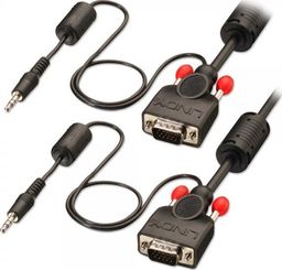 Kabel Lindy D-Sub (VGA) - D-Sub (VGA) + Jack 3.5mm 10m czarny (37303)