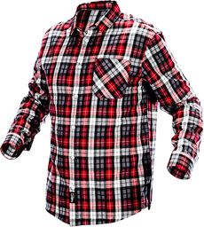  Neo Koszula flanelowa (Koszula flanelowa krata czerwono-czarno-biała, rozmiar L)