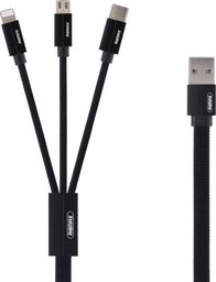 Kabel USB Remax USB-A - USB-C + microUSB + Lightning 1 m Czarny (1573-74475_20190322102851)