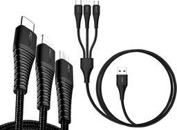 Kabel USB Rock Space USB-A - USB-C + microUSB + Lightning 1.2 m Czarny (334)