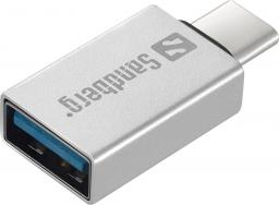 Adapter USB Sandberg 136-24 USB-C - USB Srebrny  (136-24)
