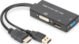 Adapter AV Digitus DisplayPort - HDMI - D-Sub (VGA) - DVI czarny (AK-330403-002-S)