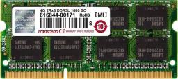 Pamięć do laptopa Transcend SODIMM, DDR3L, 4 GB, 1600 MHz, CL11 (TS512MSK64W6N)