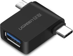 Adapter USB Ugreen microUSB - USB + USB-C Czarny  (30453)
