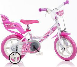  Dino bikes Rower dziecięcy 12" biało-różowy