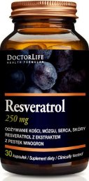 Doctor Life DOCTOR LIFE_Resveratrol resweratrol z ekstraktem z pestek winogron 250mg suplement diety 30 kapsułek