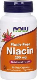  NOW NOW_Niacyna Flush Free 250mg niacyna suplement diety 90 kapsułek