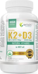  WISH WISH_Witamina K2 MK-7 100µg + D3 2000IU 50µg w Oleju MCT Natural Vitamins suplement diety 120 kapsułek miękkich