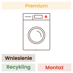  Montaż pralki lub suszarki KOMFORT (wniesienie, wypoziomowanie, zdjęcie blokad, podłączenie, recykling, demontaż starego urządzenia, wyniesienie opakowań)