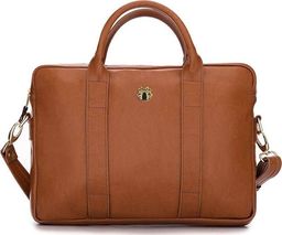 Solier Skórzana torba na laptopa Felice Gold FG04 brązowy vintage