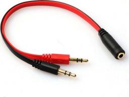 Kabel Mozos Jack 3.5mm - Jack 3.5mm x2 0.2m czerwony (ASM-2)
