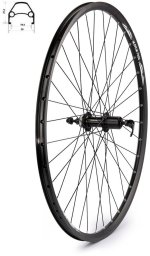 XMX Koło tylne 29"-28" DISC piasta Shimano FH-TX505 kaseta 8-9-10 rzędów, hamulec tarczowy Center Lock, obręcz nitowana, szprychy czarne Uniwersalny