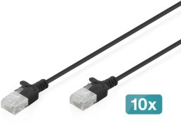 Digitus Patchcord Slim Cat.6 U/UTP LSZH 0.5m czarny 10 szt. (DK-1618-005S-BL-10)