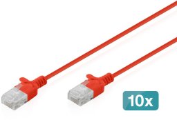 Digitus Patchcord Slim Cat.6 U/UTP LSZH 0.5m czerwony 10 szt. (DK-1618-005S-R-10)